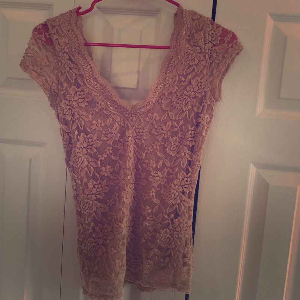 Blush lace colored top